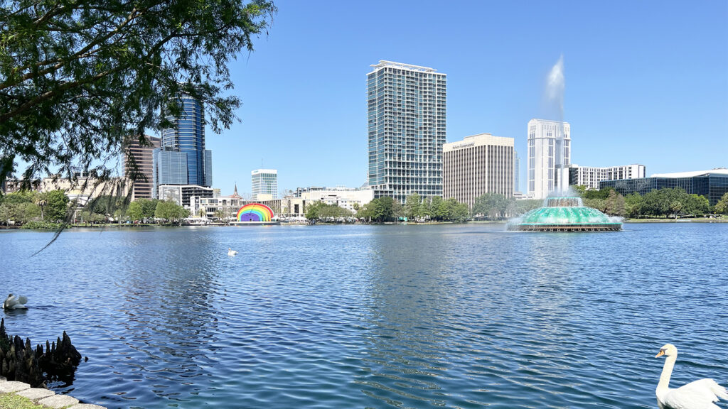 Lake Eola with Swans in Downtown Orlando Florida